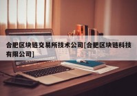 合肥区块链交易所技术公司[合肥区块链科技有限公司]