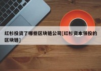 红杉投资了哪些区块链公司[红杉资本领投的区块链]